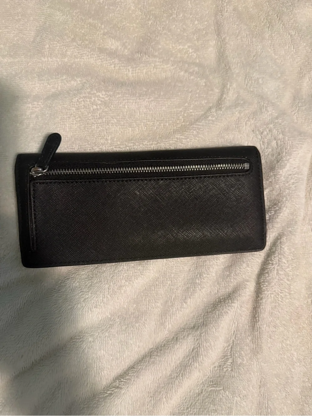 Michael Kors Black Saffiano Trifold Wallet with Gold Logo